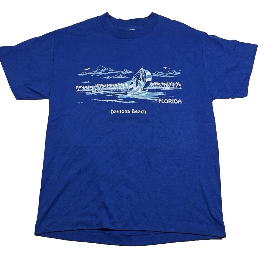 Tee Jays Daytona Beach Tshirt M Florida Vintage 90s Single Stitch made in‎ USA